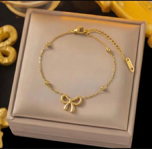 Bow Beaded Chain Bracelet
